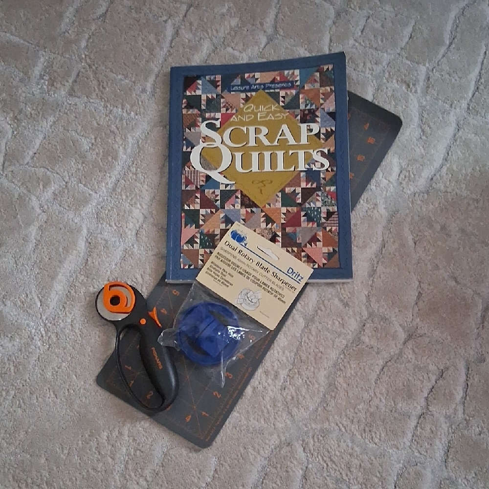 Quick And Easy Scrap Quilt Book, Friskars Scissors,Blade Sharpner,16 Inch Cuttin